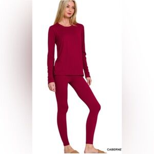 Zenana Women’s Brushed Microfiber Loungewear Set M